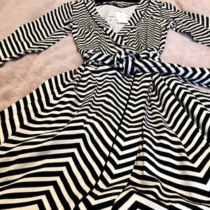 Banana Republic - Black & White Striped, Wrap Dress
